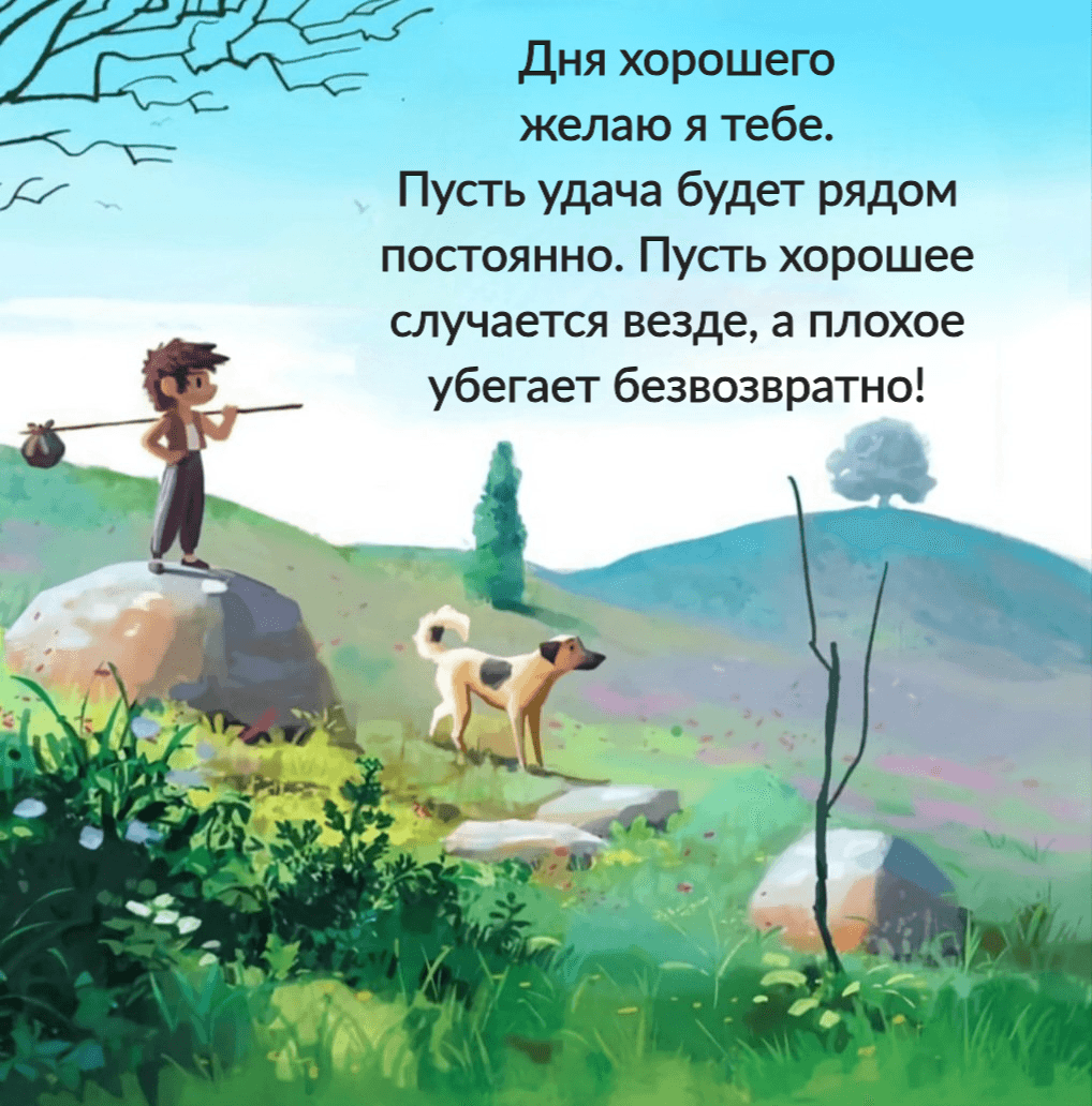 Дня хорошего желаю я тебе. Пусть удача будет рядом постоянно. Пусть хорошее случается везде, А плохое убегает безвозвратно!