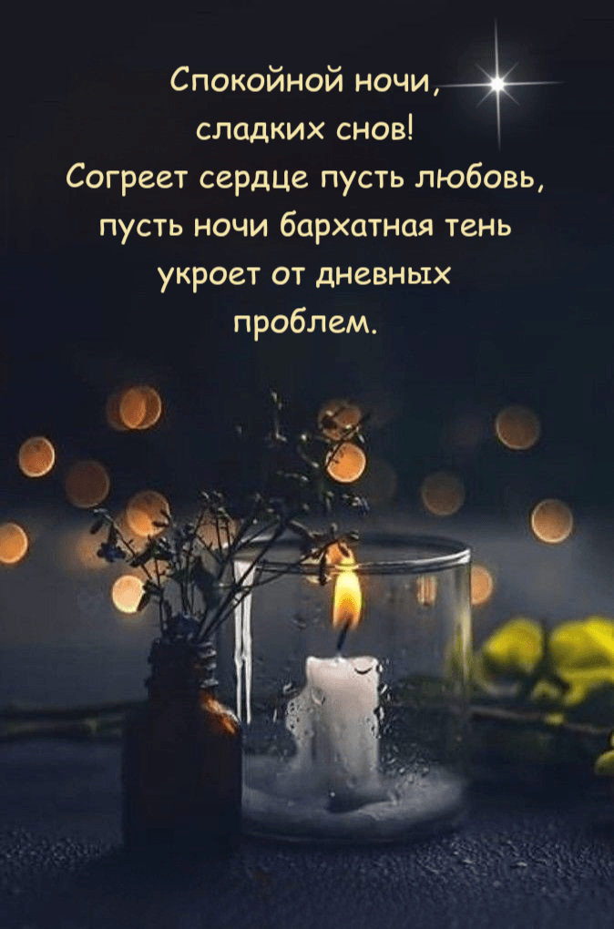 Спокойной ночи, сладких снов! Согреет сердце пусть любовь, пусть ночи бархатная тень укроет от дневных проблем.
