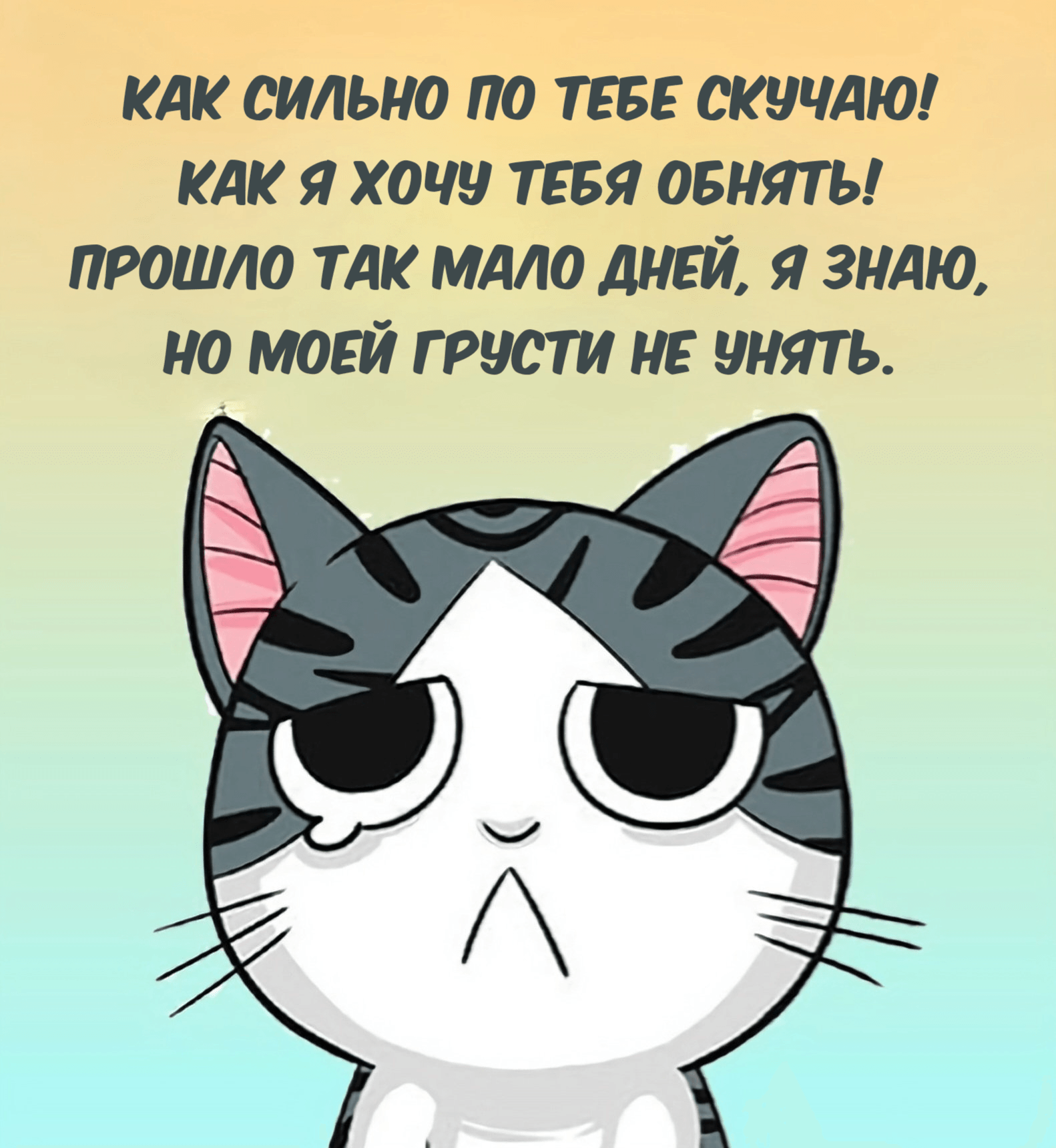 Как сильно по тебе скучаю! Как я хочу тебя обнять! Прошло так мало дней, я знаю, Но моей грусти не унять.