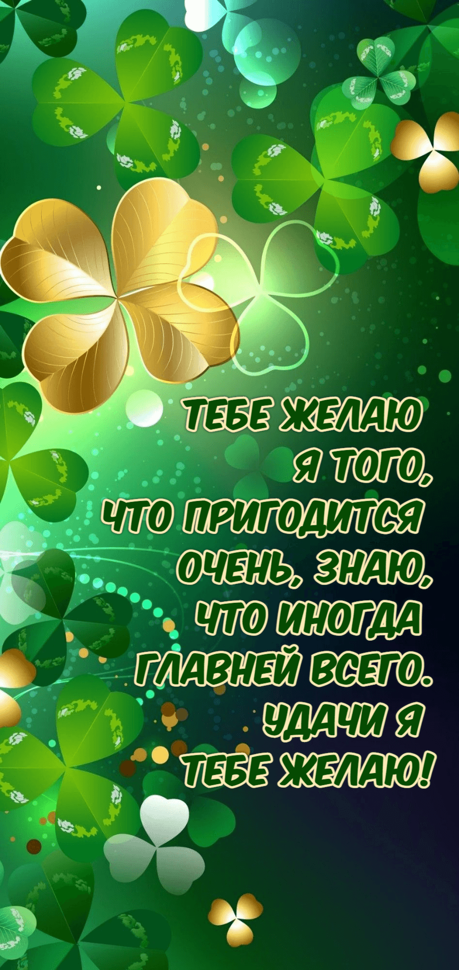 Тебе желаю я того, Что пригодится очень, знаю, Что иногда главней всего. Удачи я тебе желаю!